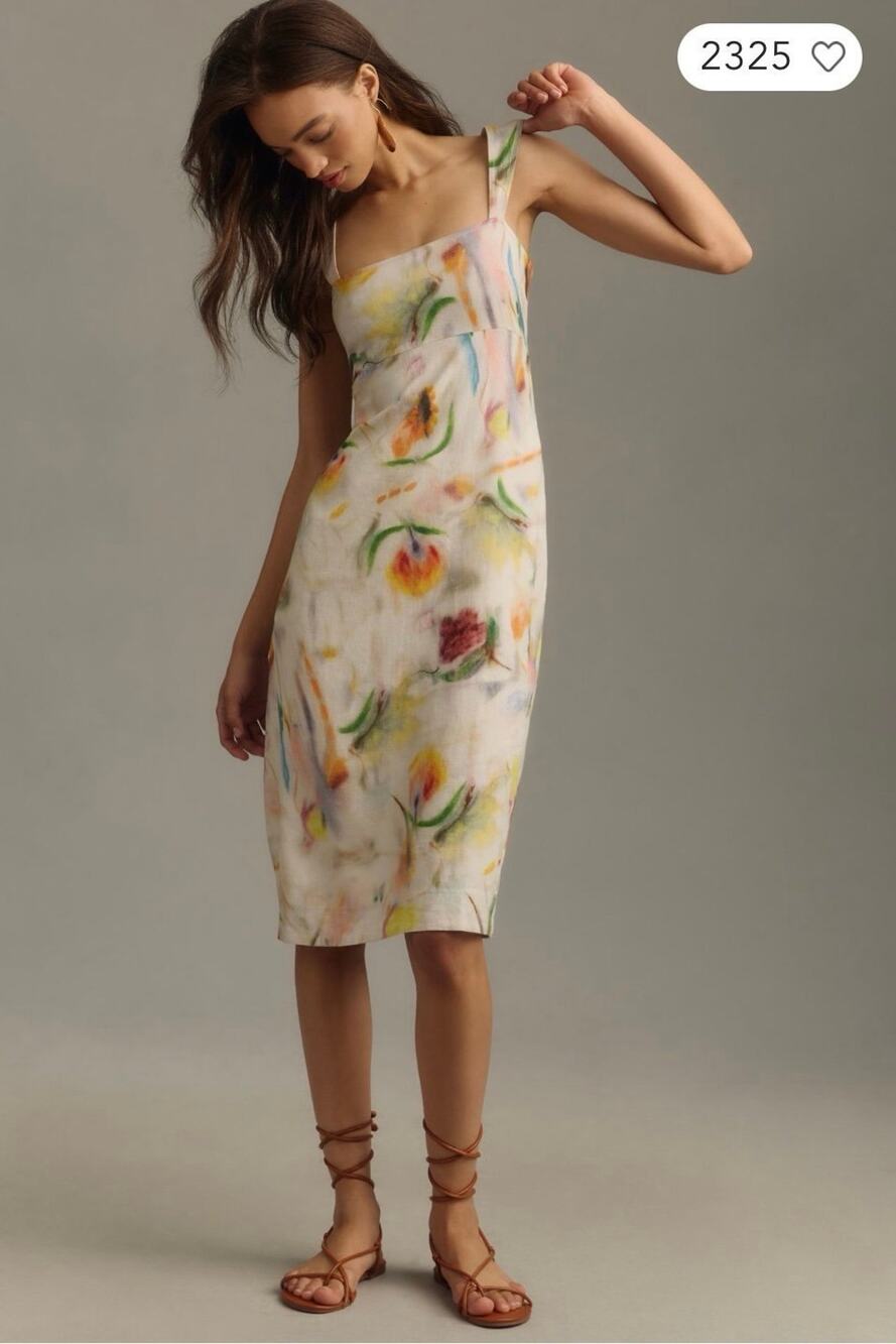 NWT❤️Anthro Klaas Jonkman Sleeveless Square-Neck Linen Midi Dress szM